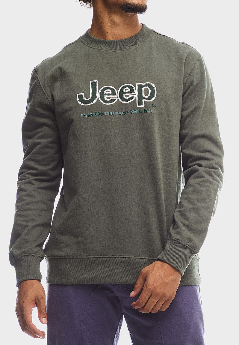 Core Applique Fleece Crewneck in Green