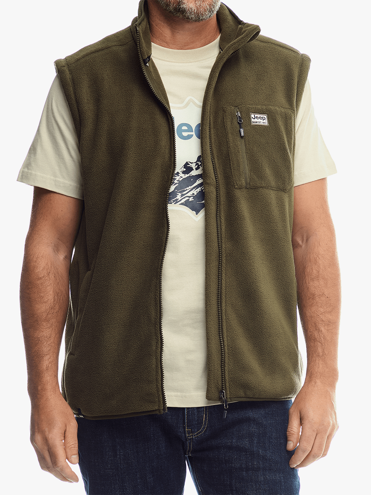 Core Fleece Gilet in Olive