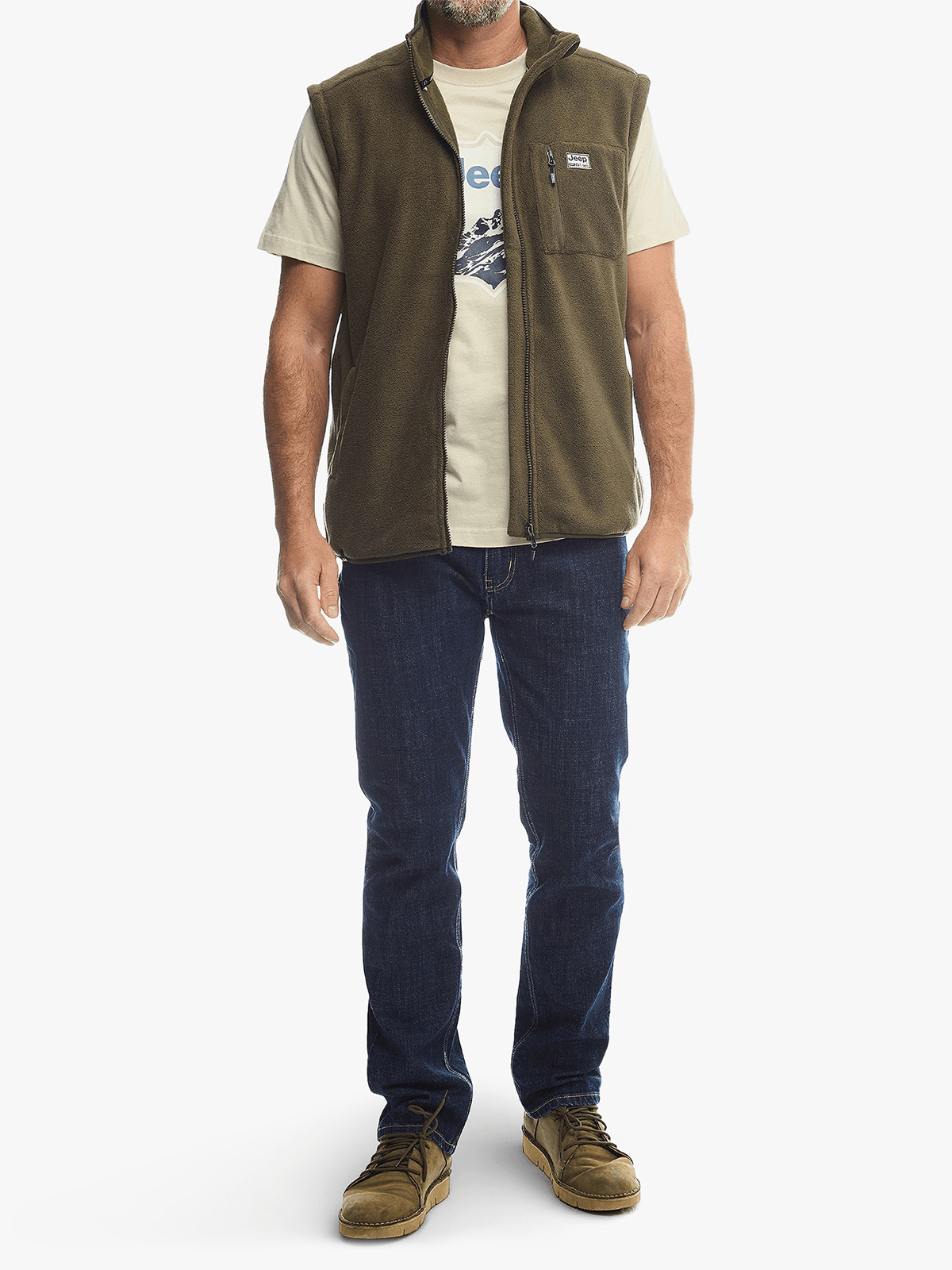 Core Fleece Gilet in Olive