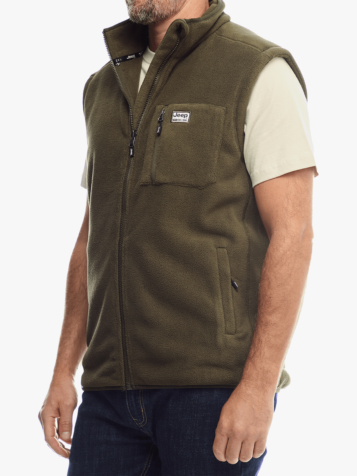 Core Fleece Gilet in Olive