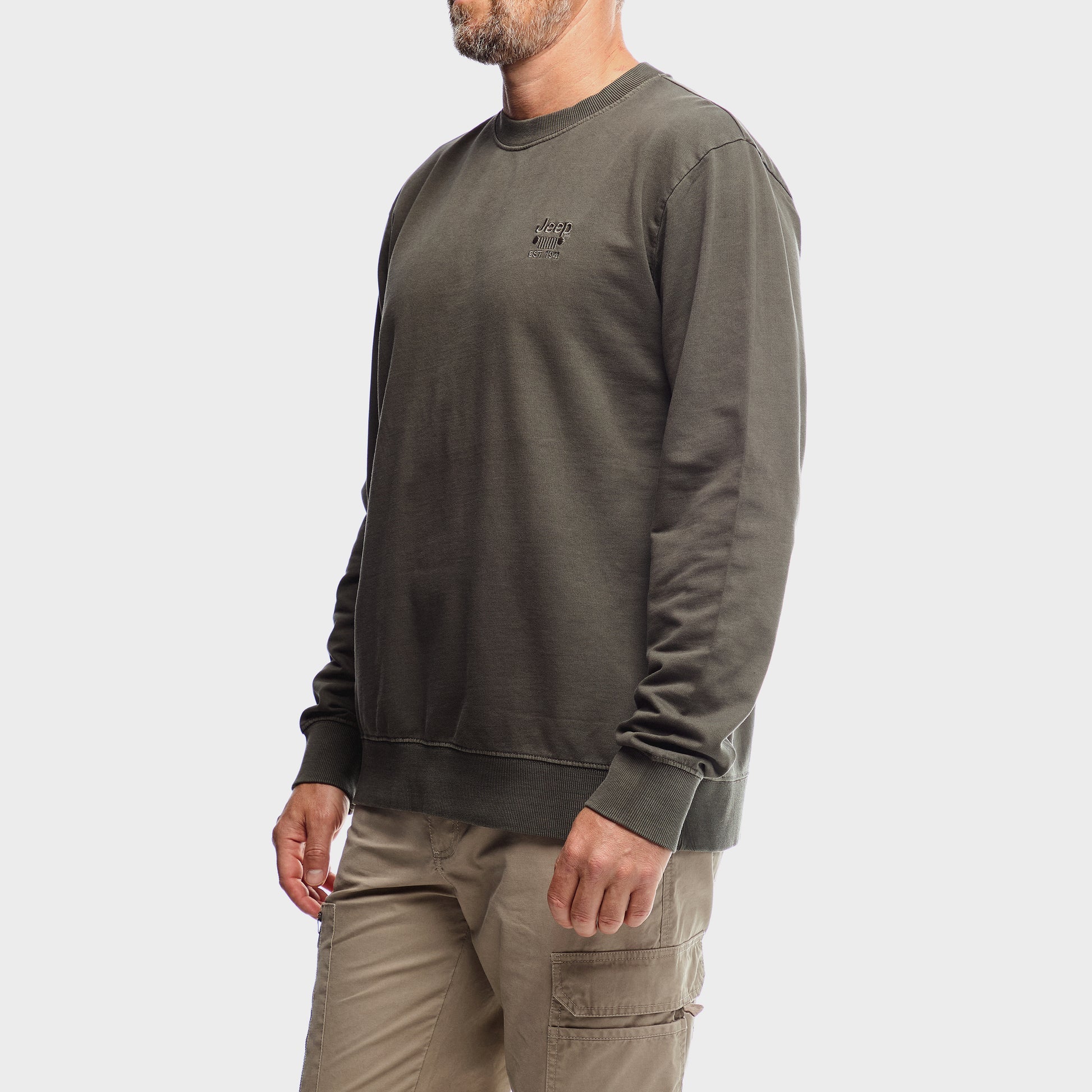 Core Pigment Dye Crewneck Fleece in Olive