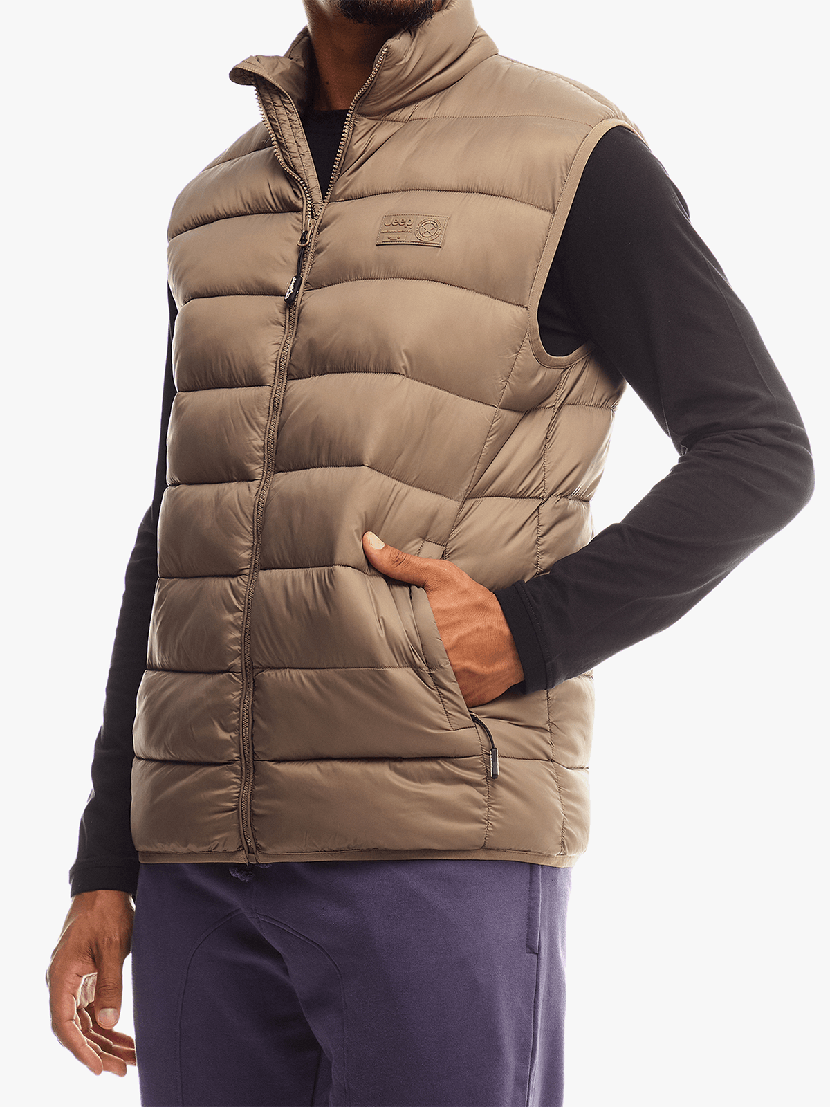 Core Sleeveless Puffer Jacket in Brown