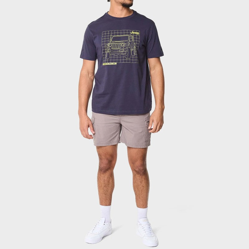 Grid Fashion Tee in Navy