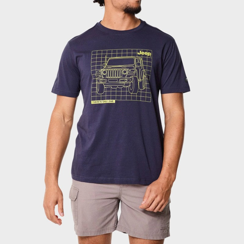 Grid Fashion Tee in Navy