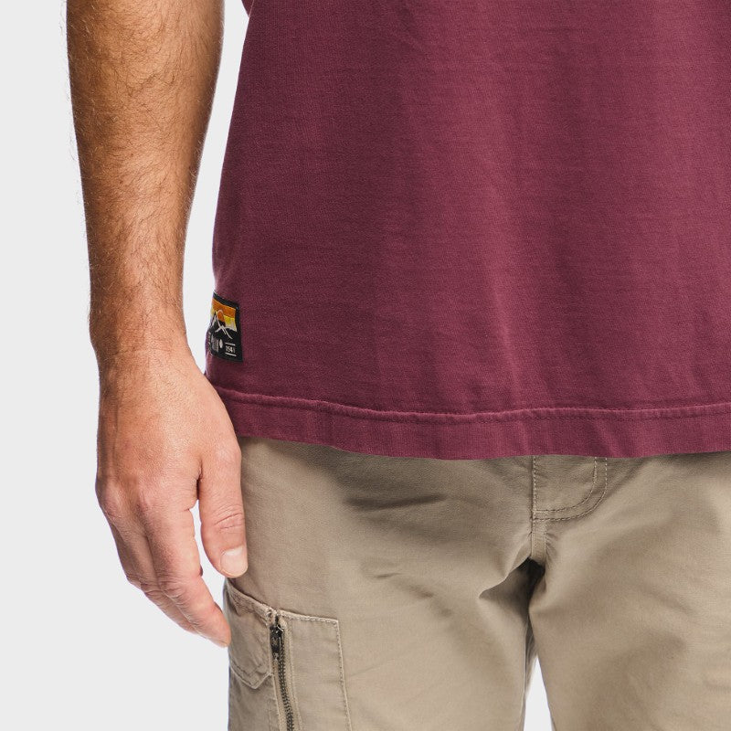 Pigment Wash Basic Polo in Maroon