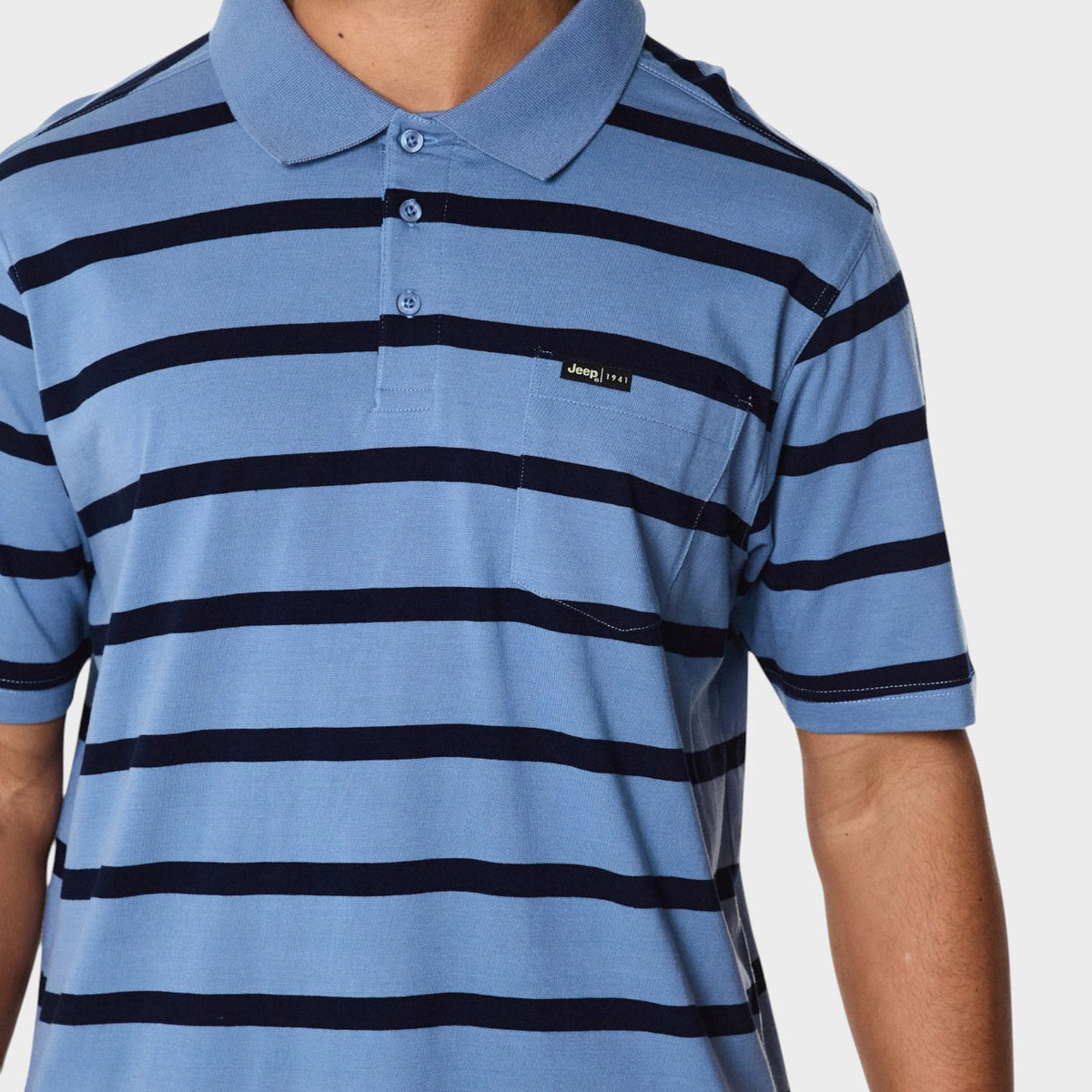 Yarndye Stripe Golfer in Blue / Navy