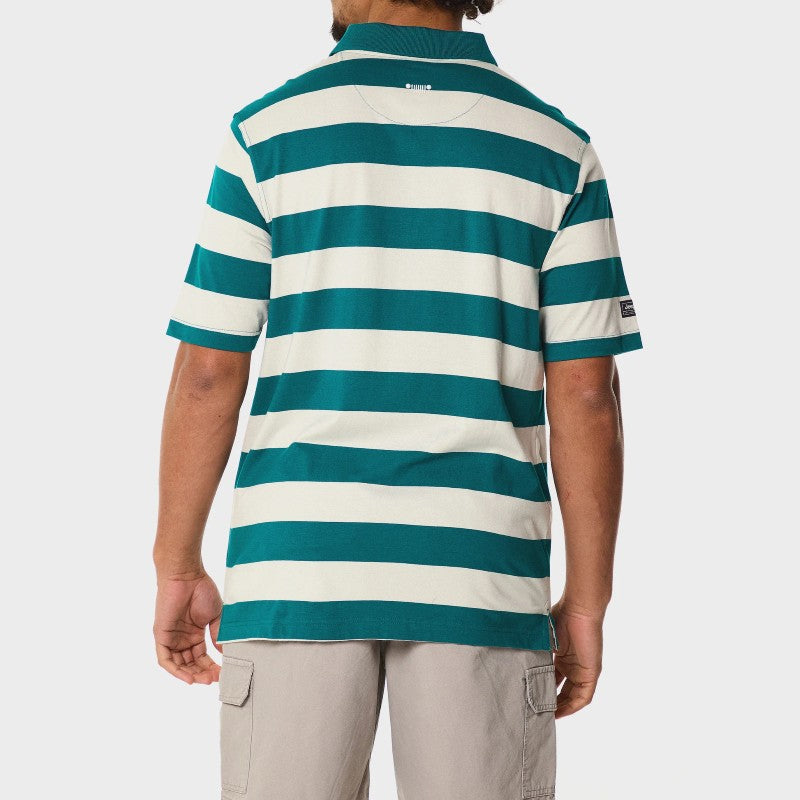Yarndye Stripe Golfer in Emerald / Ecru