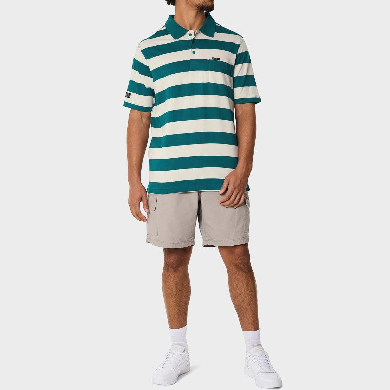 Yarndye Stripe Golfer in Emerald / Ecru
