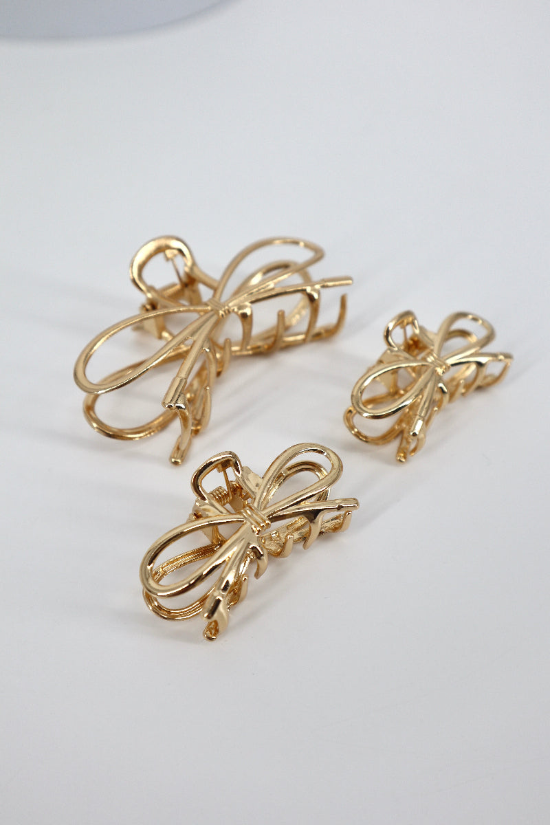 Bow-Tique 3pc Gold Hair Clips