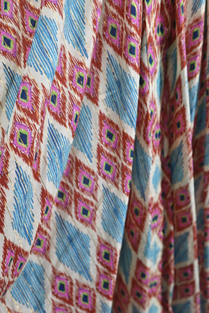 Cotton Open Back Dress in Pink Diamonds