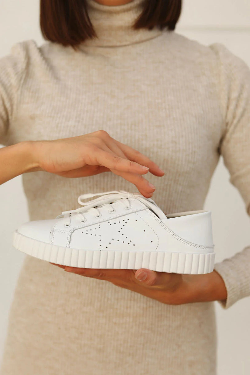 Valentina Leather Sneaker in White