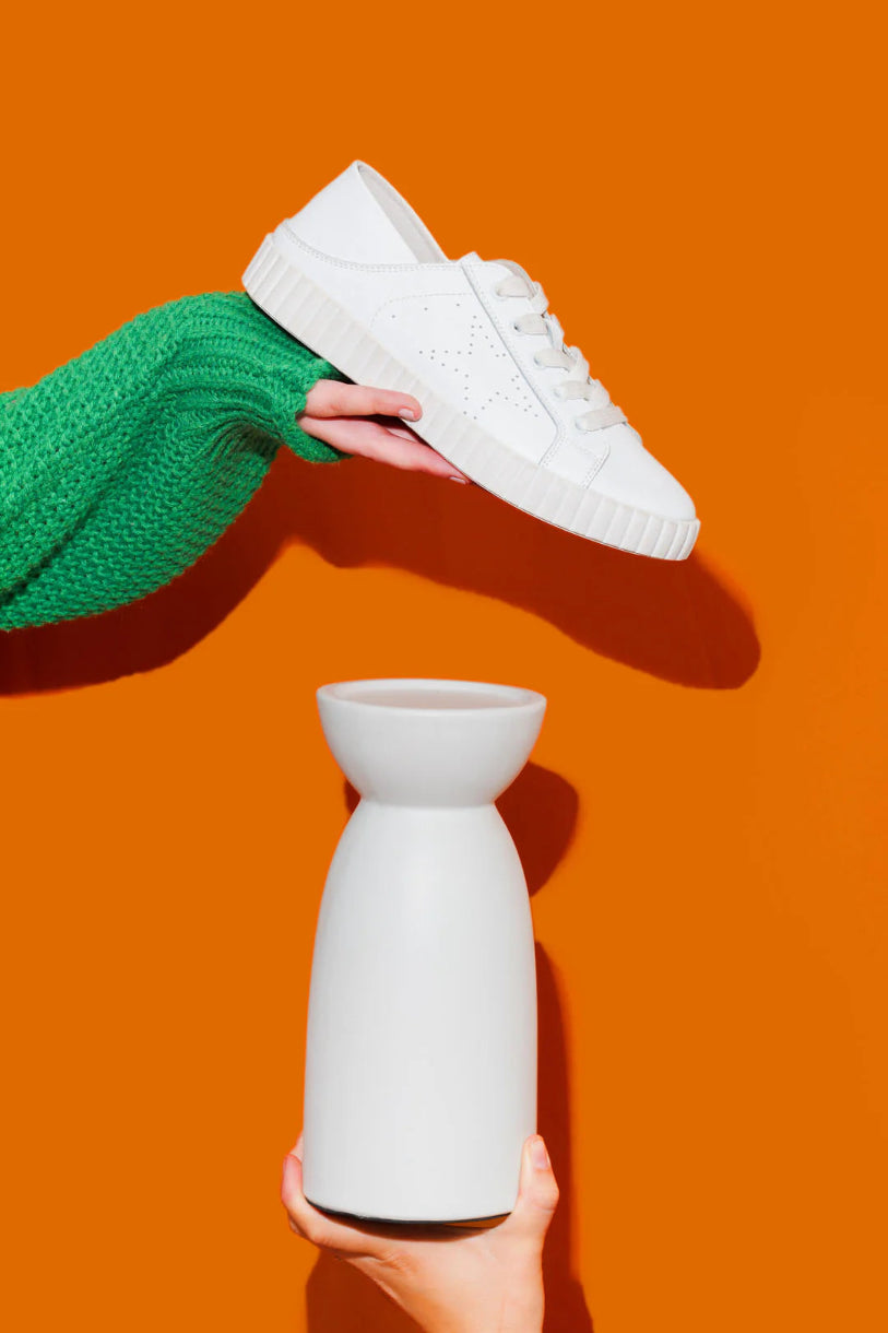 Valentina Leather Sneaker in White