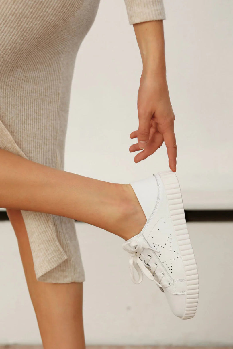 Valentina Leather Sneaker in White