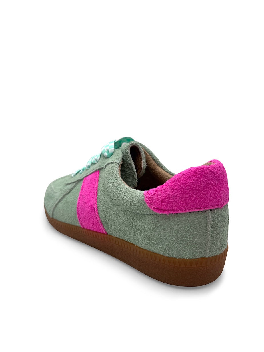Hazel Suede Sneaker in Mint / Pink