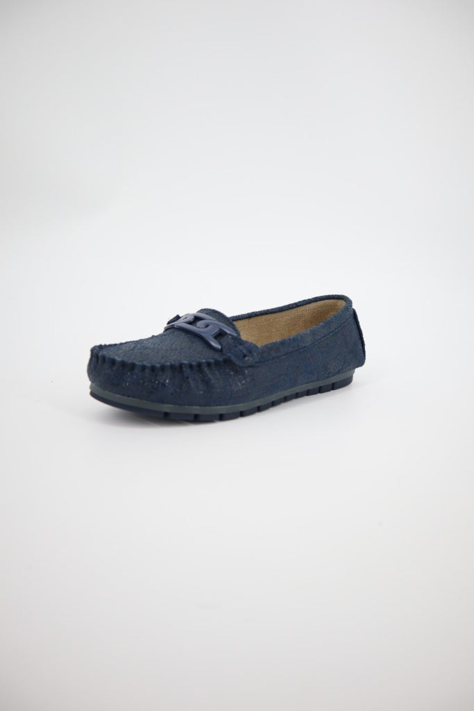 Liddy Loafer in Navy Snake