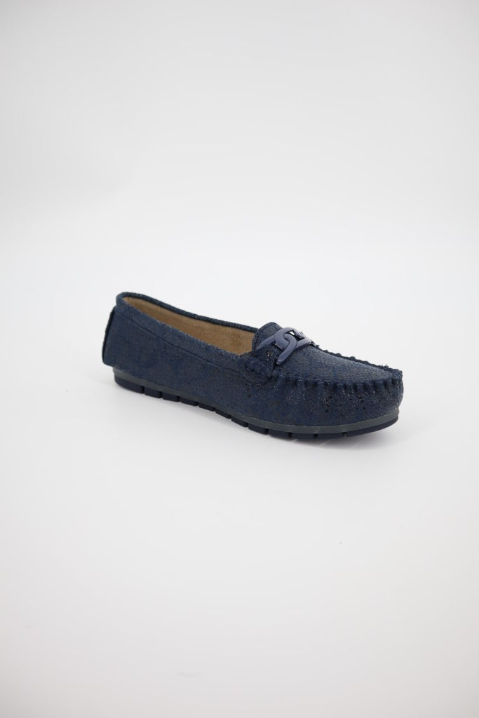 Liddy Loafer in Navy Snake