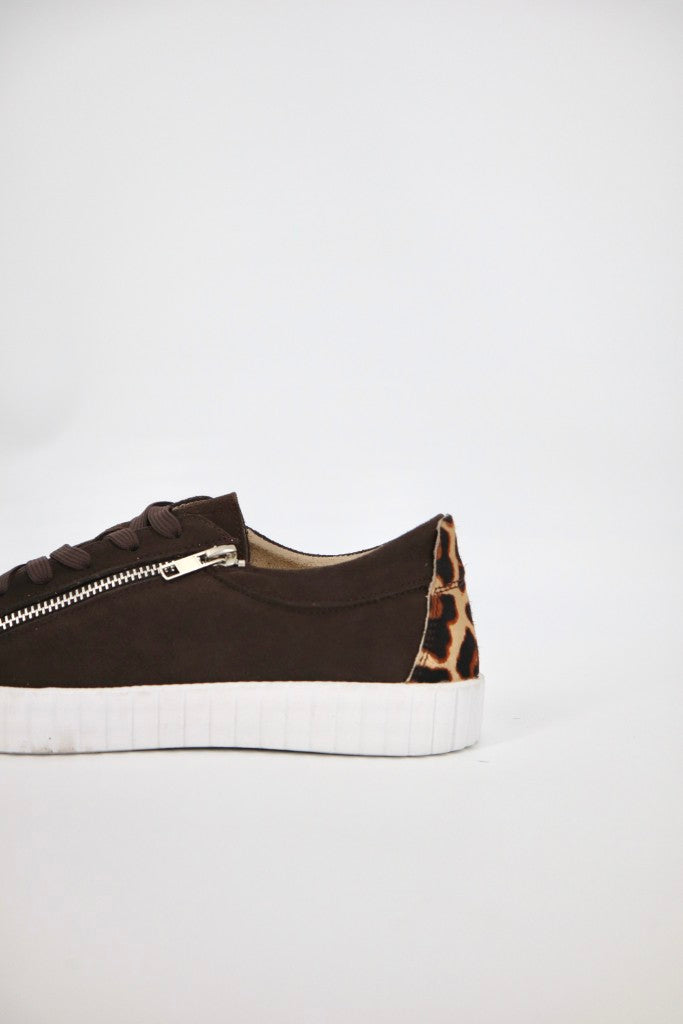 Valentina Zip Slip On in Hazelnut / Leopard