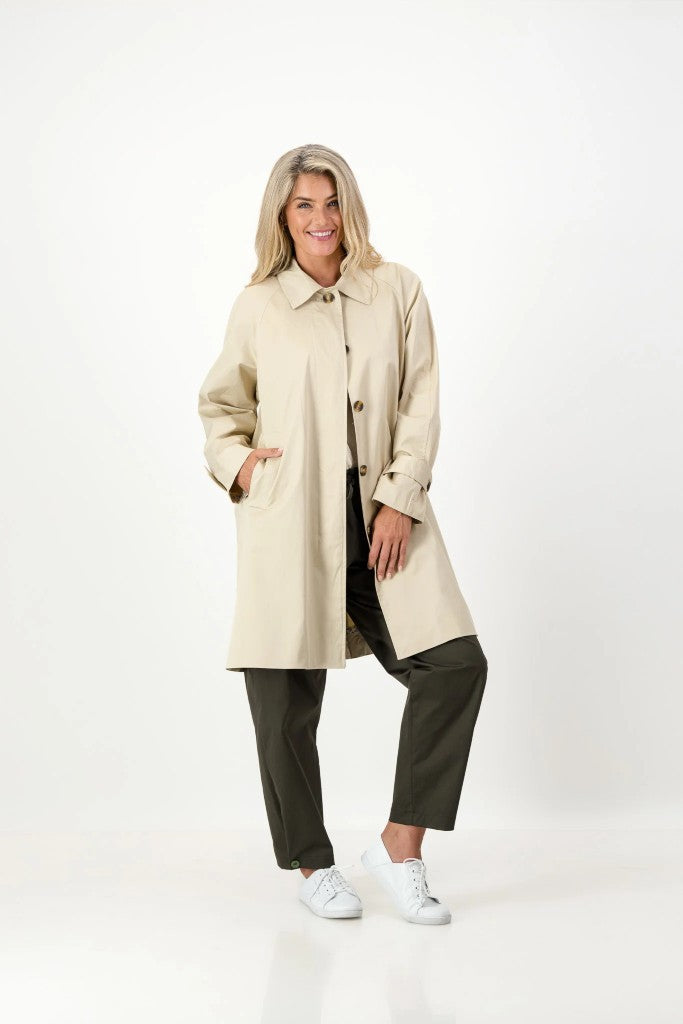 Carla Cotton Twill Coat in Stone