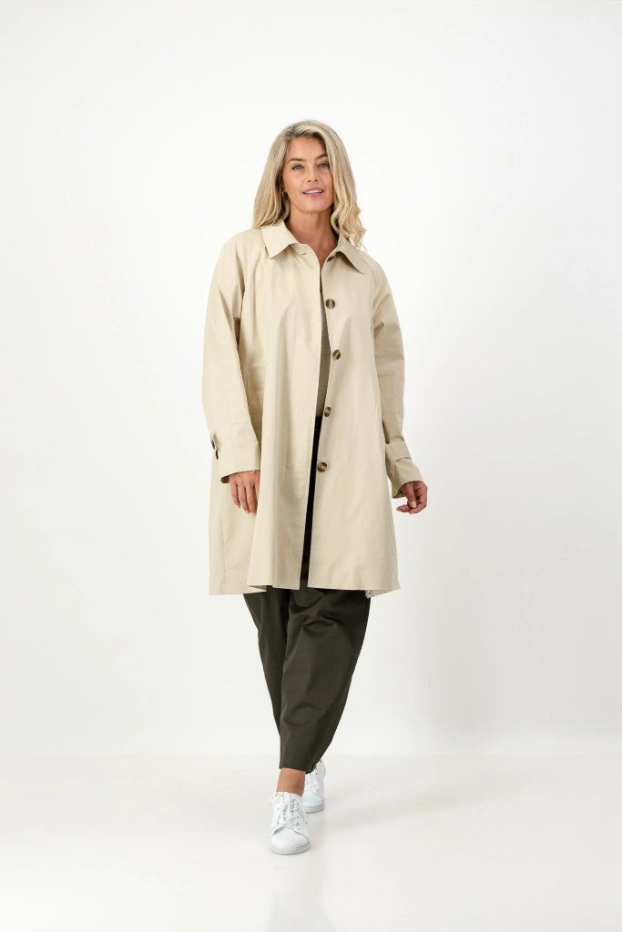 Carla Cotton Twill Coat in Stone