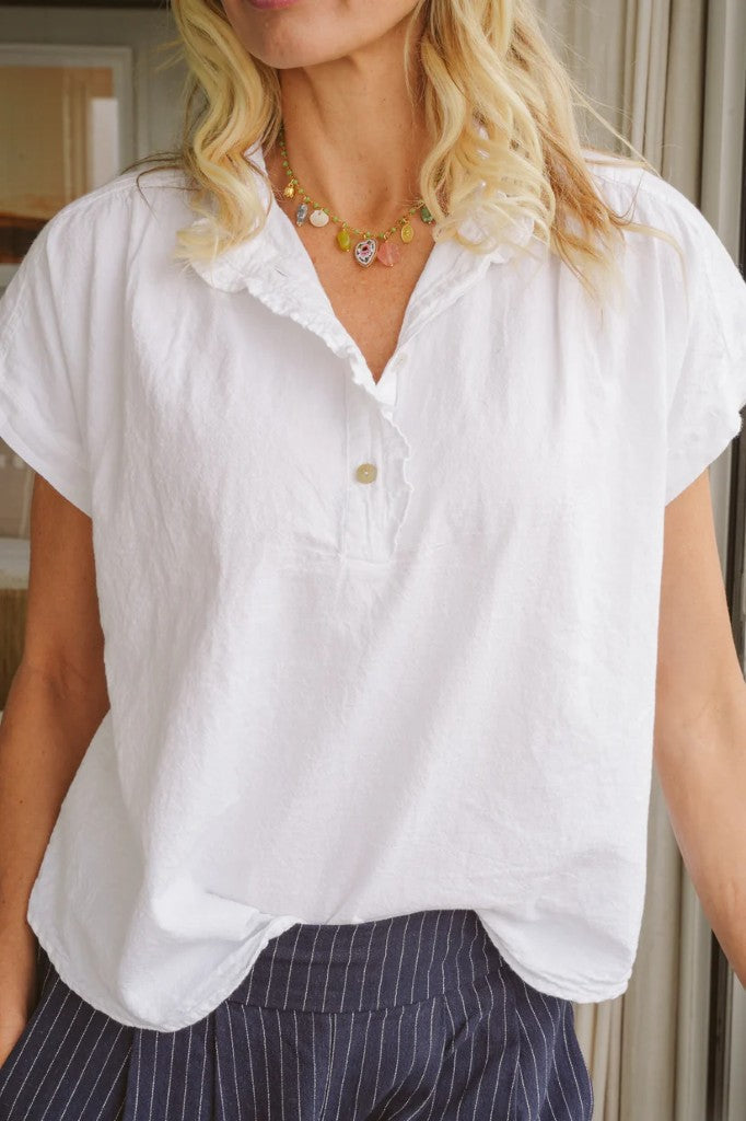 Coralie Cotton Frilly Top in White