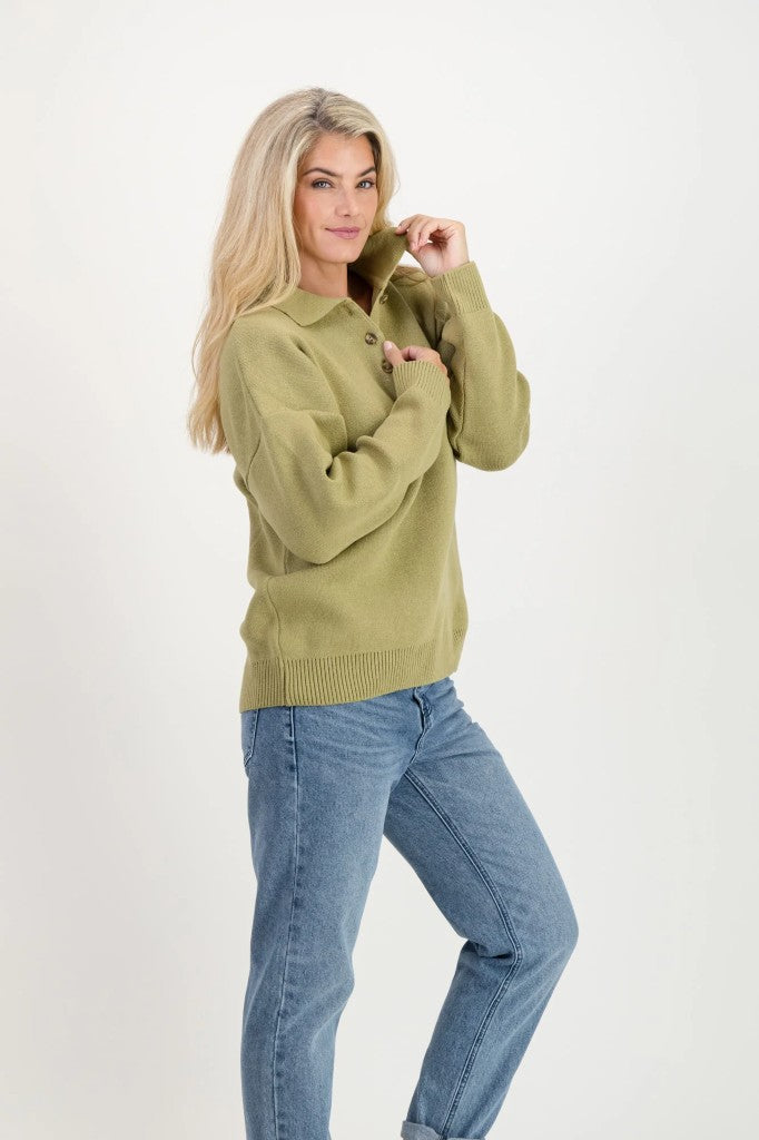 Frankie Cotton Placket Knit in Fynbos