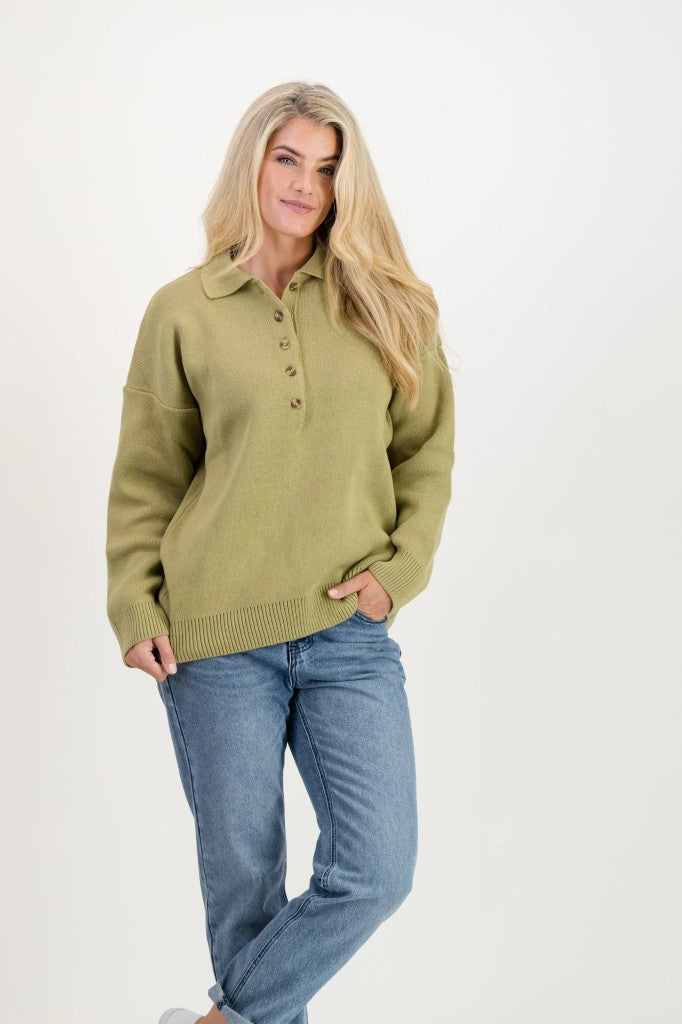 Frankie Cotton Placket Knit in Fynbos