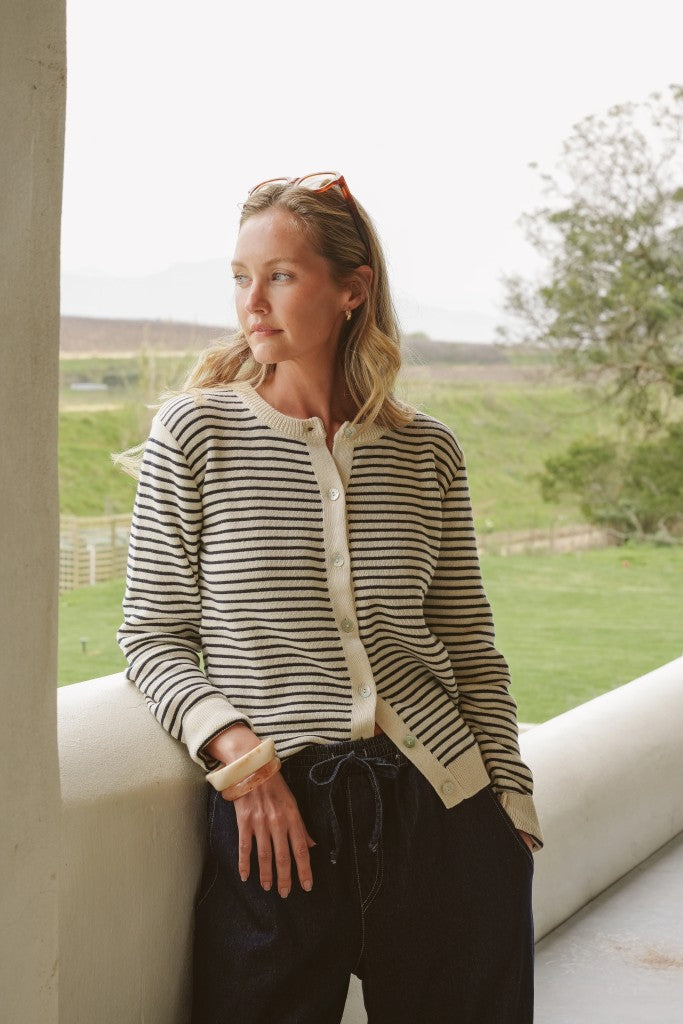 Giana Cotton Cloudstitch Cardigan in Midnight