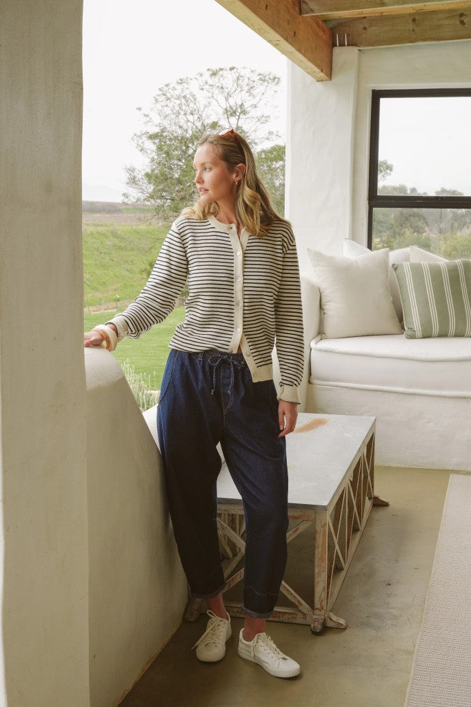 Giana Cotton Cloudstitch Cardigan in Midnight
