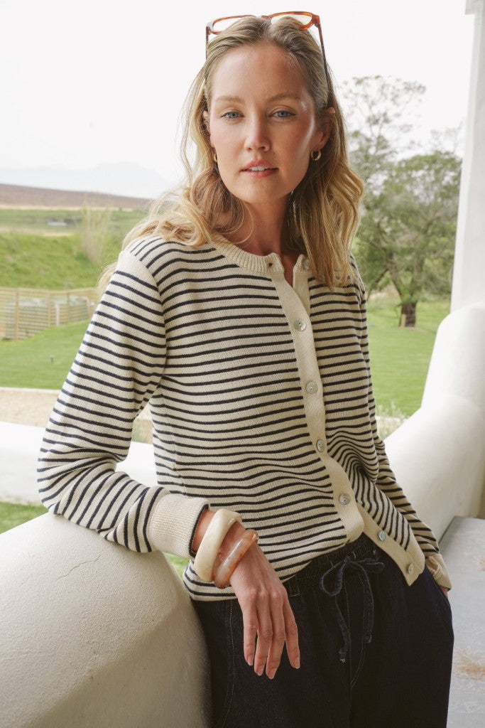 Giana Cotton Cloudstitch Cardigan in Midnight