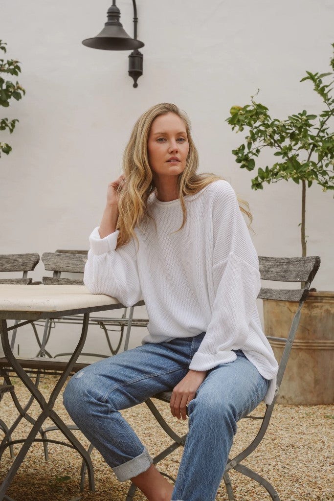Isla Ribbed Knit in White