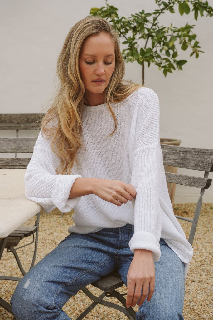 Isla Ribbed Knit in White