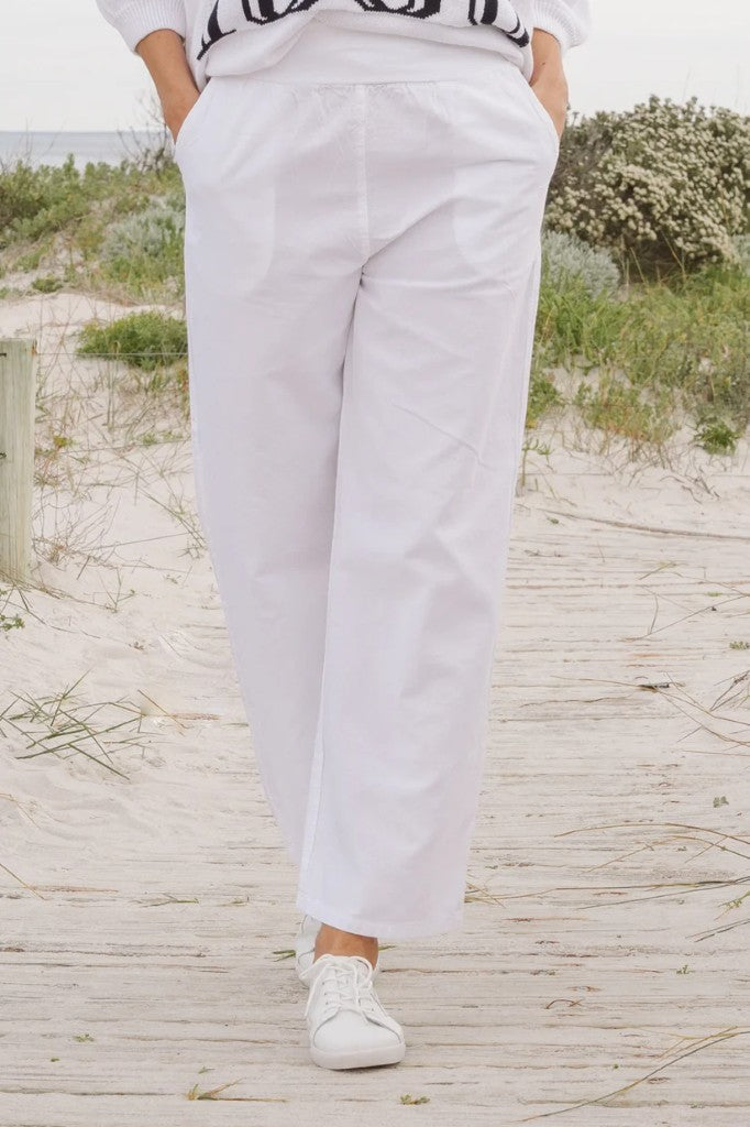 Kalani Cotton Straight Leg Pants in White