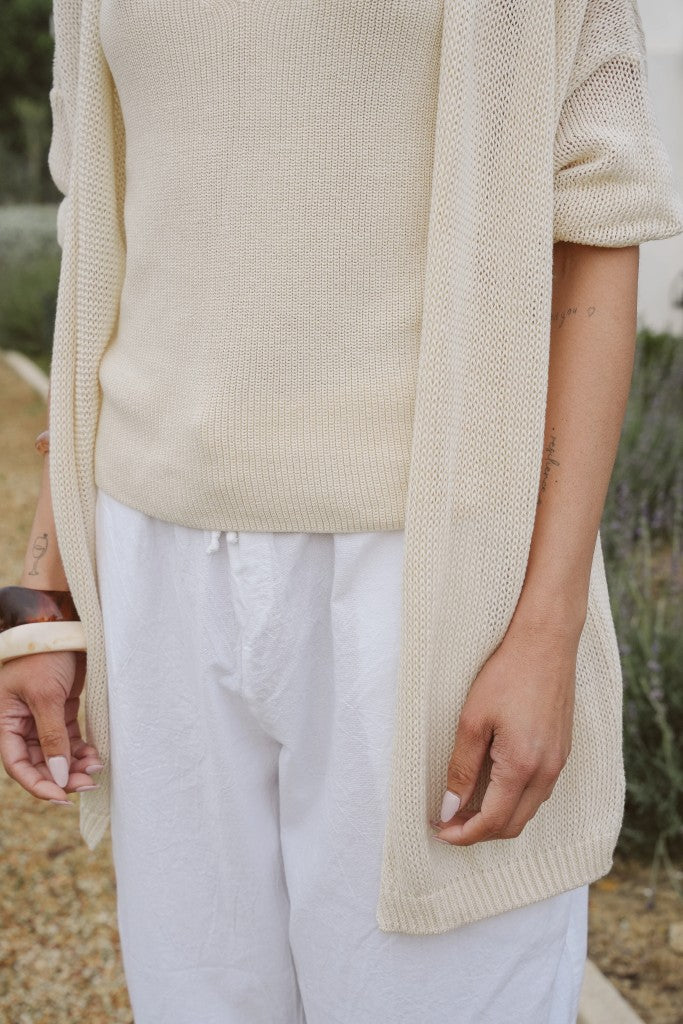 Maji Cotton Slouchy Cardigan in Ecru