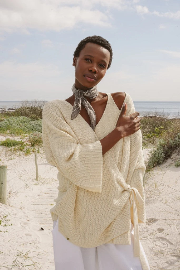 Nova Cotton Wrap Knit in Ecru