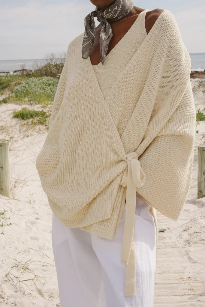 Nova Cotton Wrap Knit in Ecru