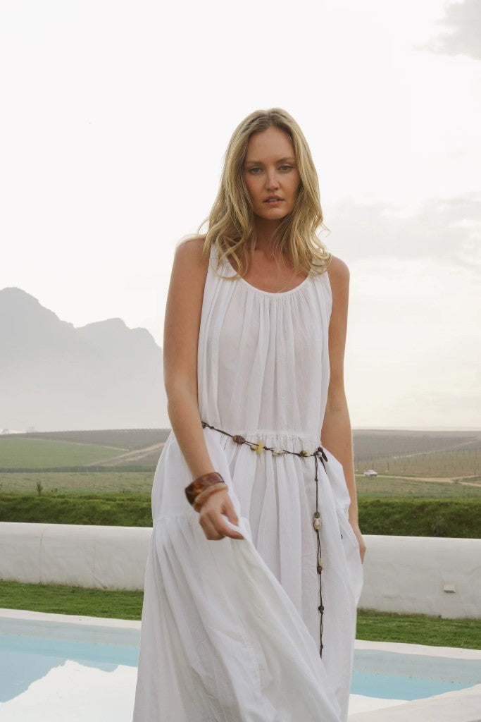 Rowan Cotton Halter Dress in White