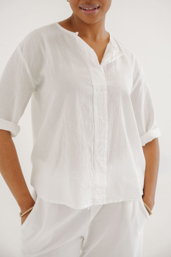 Sada Cotton Boxy Top in White