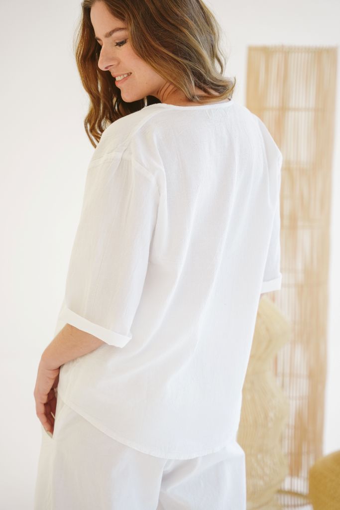 Sada Cotton Boxy Top in White