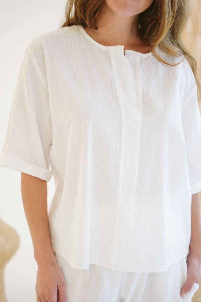 Sada Cotton Boxy Top in White