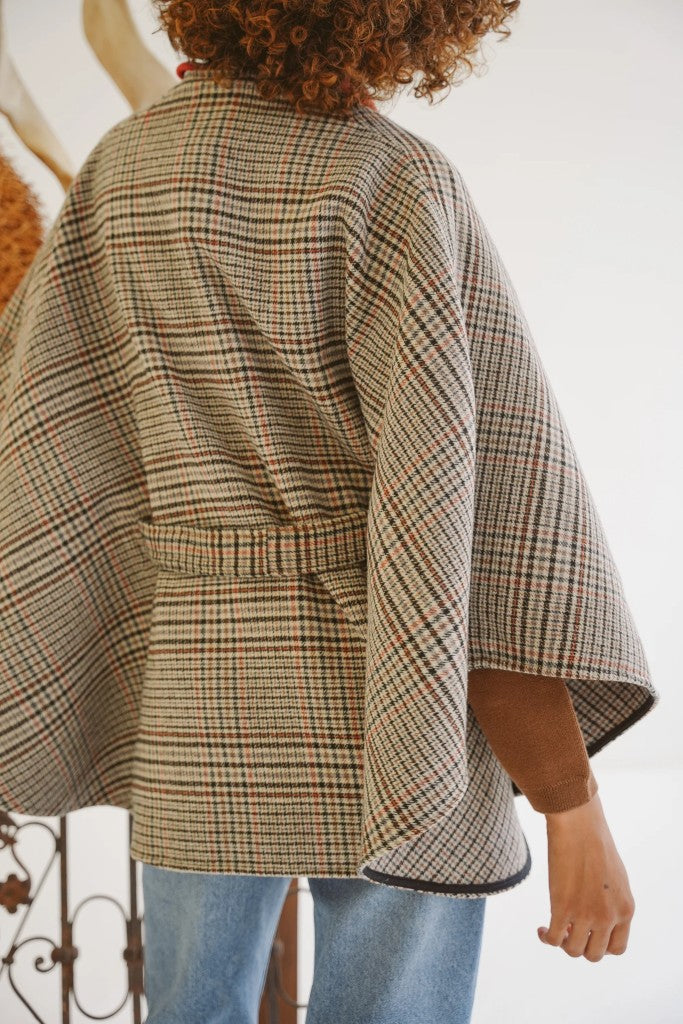 Sarah Wool-Blend Poncho in Tweed