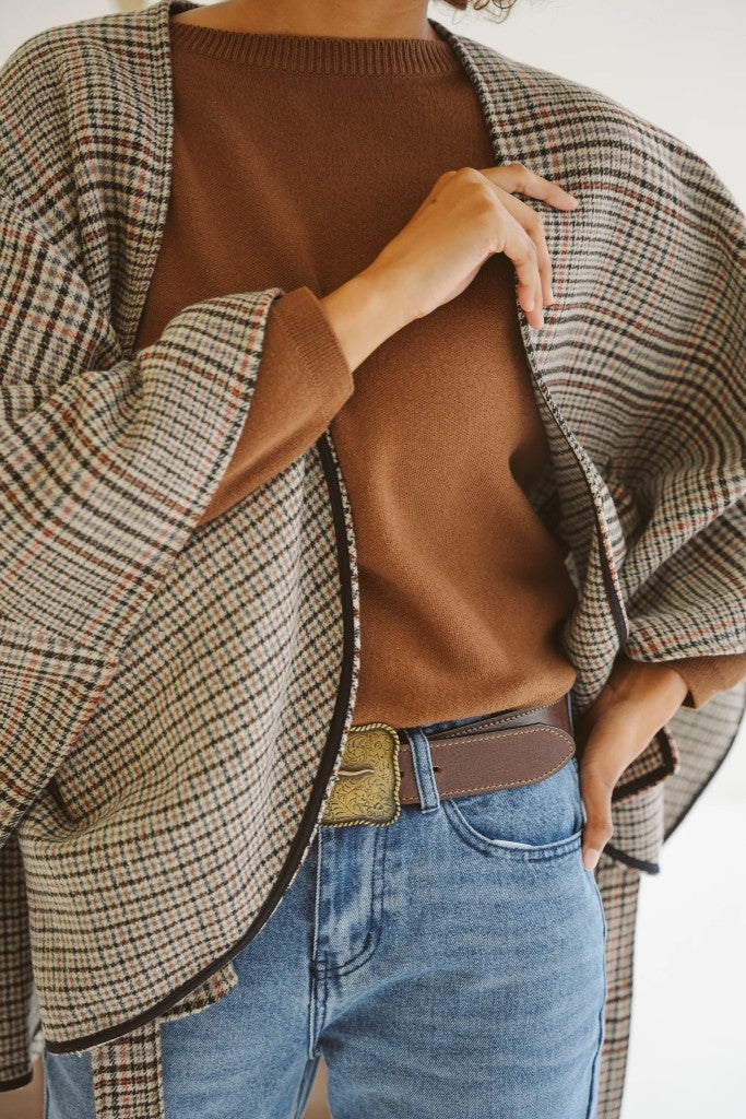 Sarah Wool-Blend Poncho in Tweed