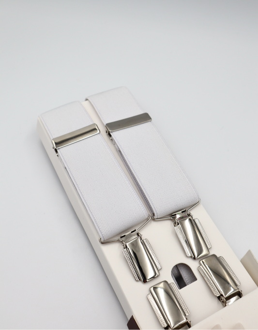 35mm 4 Clip Braces / Suspenders in White