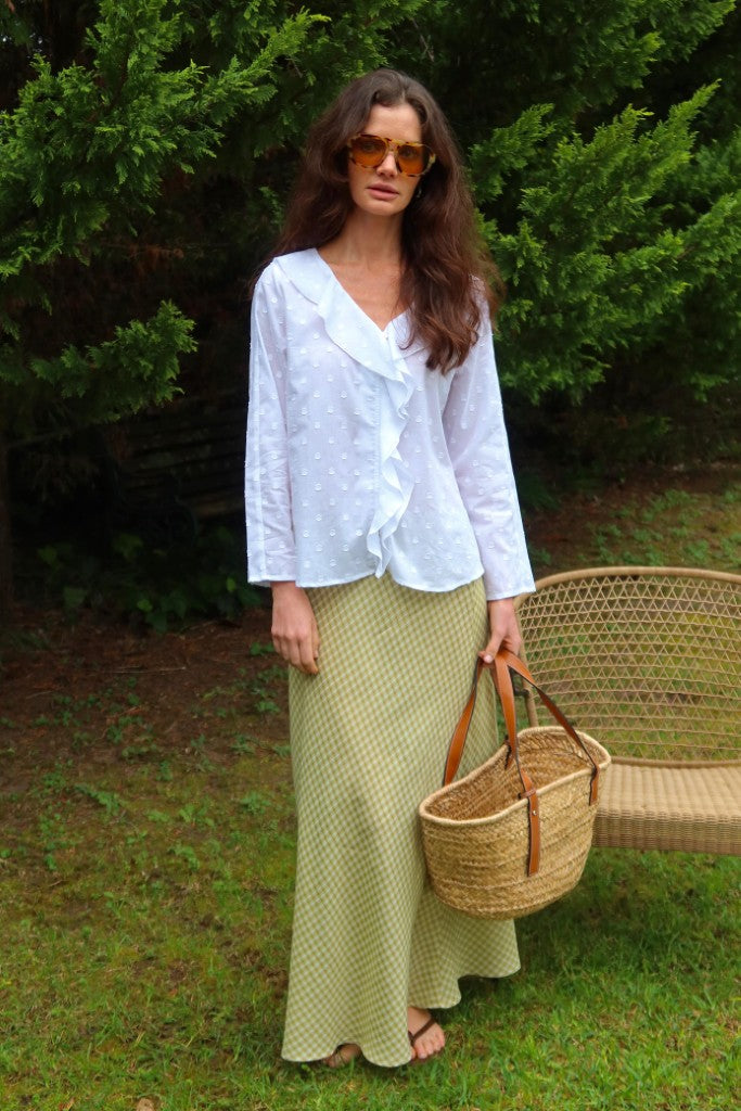 Frill Front Blouse in Self Spot