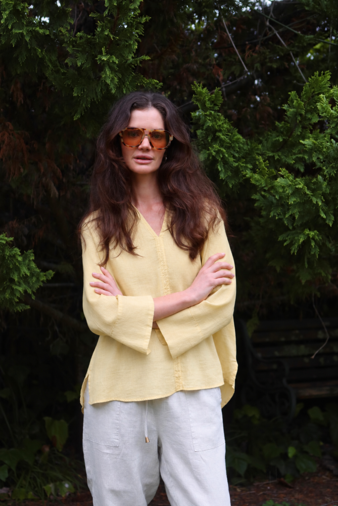 V-Neck 3/4 Sleeve Tunic in Maize