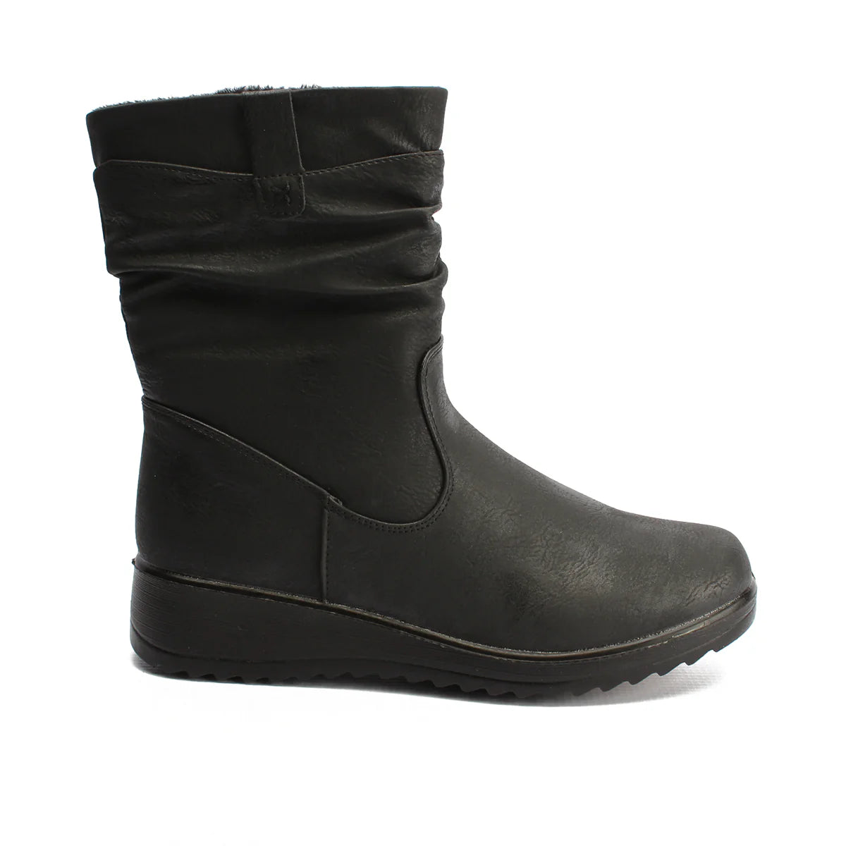 Mid-Length Fur Lined Boot in Black