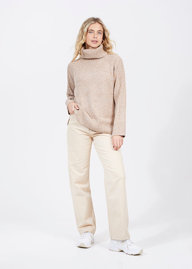Mixed Yarn Jumper in Beige/Cream