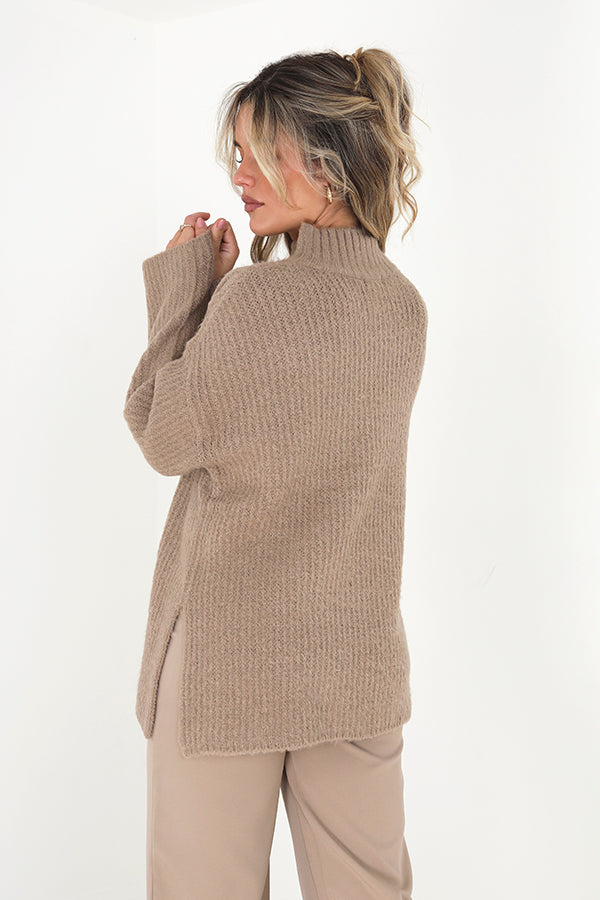 Tindall Turtle Neck Sweater in Taupe