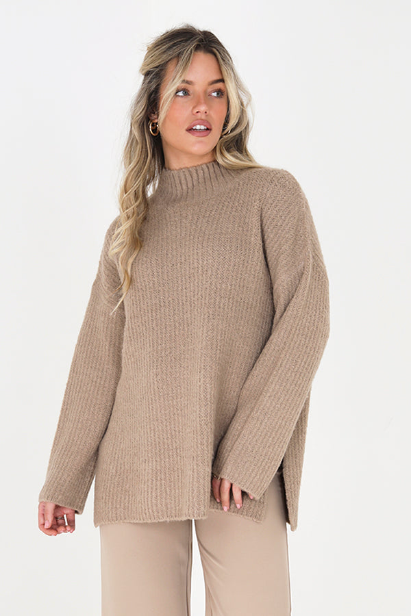 Tindall Turtle Neck Sweater in Taupe
