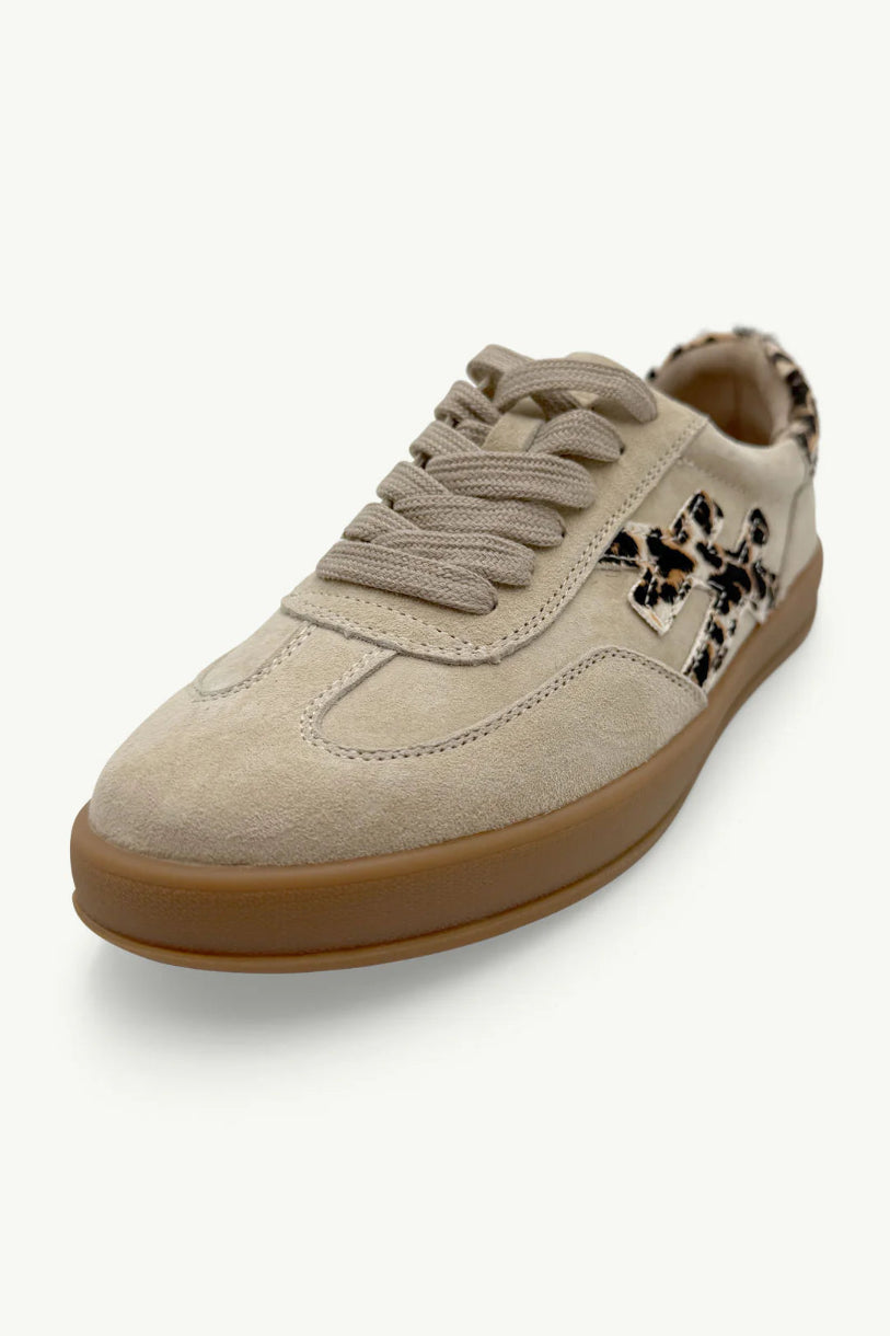 Lumi Suede Sneaker in Taupe / Leopard