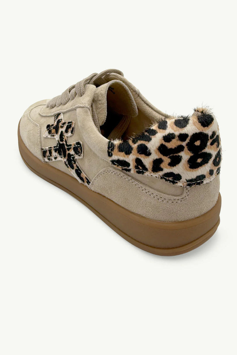 Lumi Suede Sneaker in Taupe / Leopard